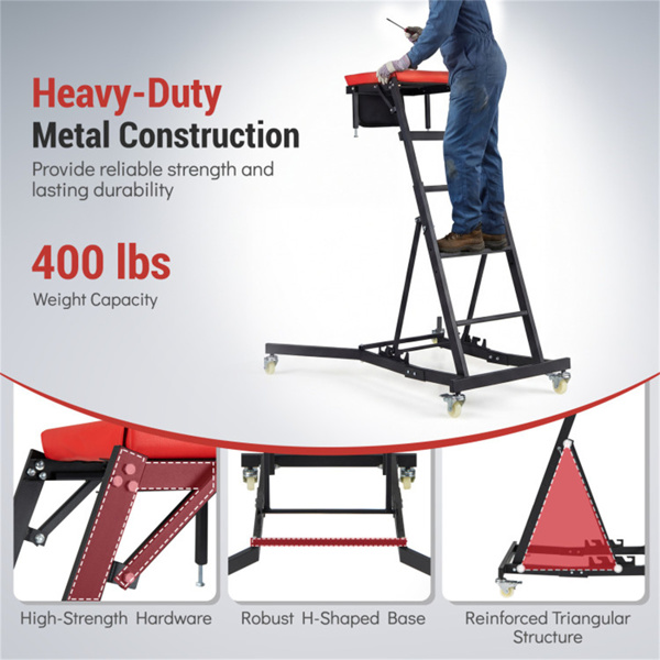 400 LBS容量重型上部结构爬行器，4级高度可调，可折叠汽车发动机爬行器-7
