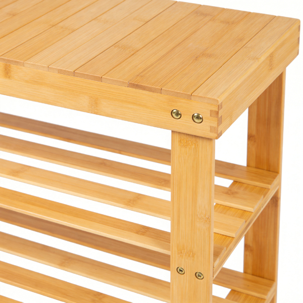 70cm长3层顶板无缝 竹制 70*28*45cm 鞋架 原木色-2