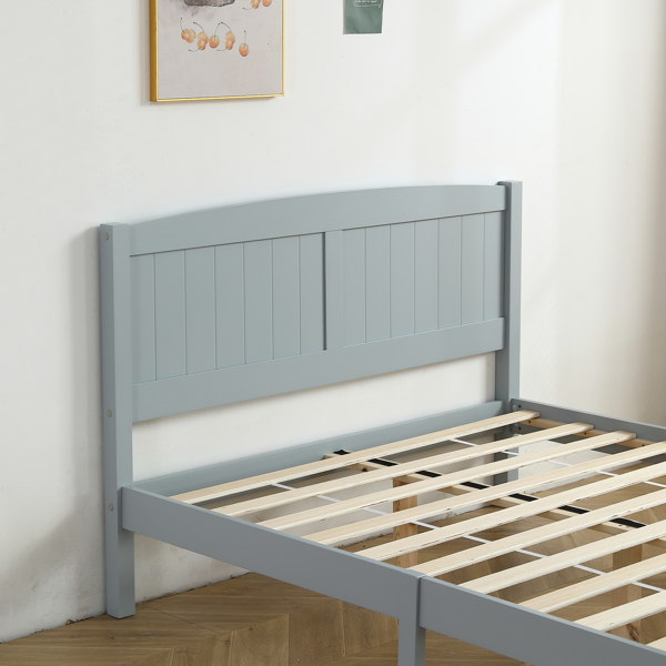 （TD）灰色 油漆+贴三胺 松木+密度板 竖纹装饰 弧形床头床尾板 Full 木床 单层 美国-26