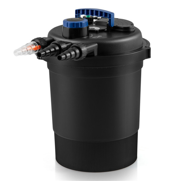 池塘压力过滤器，4个可拆卸的过滤海绵和清洁指示器，最大流速4000 GPH-1