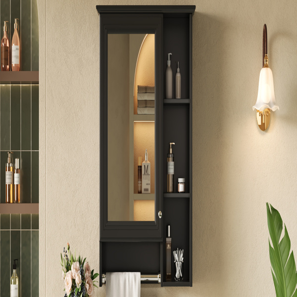 三合一浴室镜柜，24英寸壁挂式药柜，带可调节搁板和塔架，高清镜面带储物空间，适用于浴室梳妆台--不支持self-pick up且不支持指定仓库发货-6