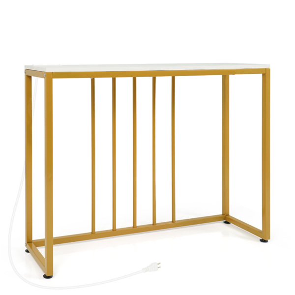 39英寸控制台桌，带内置充电站，窄入口桌，带USB和Type-C端口-3