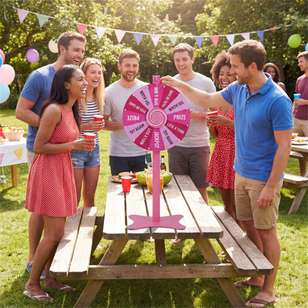 24英寸高可调节奖轮，可平稳旋转，2合1桌面和落地旋转轮，适用于游戏嘉年华派对-10