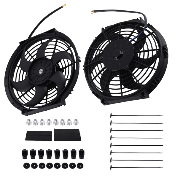 12V 2X 10" Slim Electric Fan Kit with Mounts fit for Radiator Push Pull Cooling-6