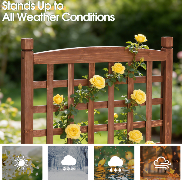 63*30*127CM 红棕色 万向轮种植花架 杉木 木种植-2