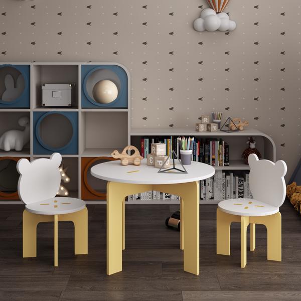 儿童桌椅套装，三件套幼儿桌椅，可爱熊背椅，结实耐用的木制活动桌椅套装，适用于儿童游戏室、卧室、幼儿园--不支持self-pick up且不支持指定仓库发货-15