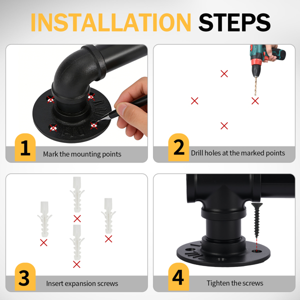 4FT 黑色 铁质 庭院楼梯扶手-4