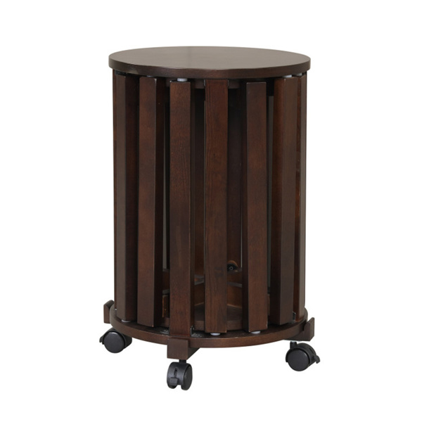 4件套可堆叠的嵌套凳，带可锁定的滚动底座，实心橡胶木餐凳，可额外就座-胡桃色-3