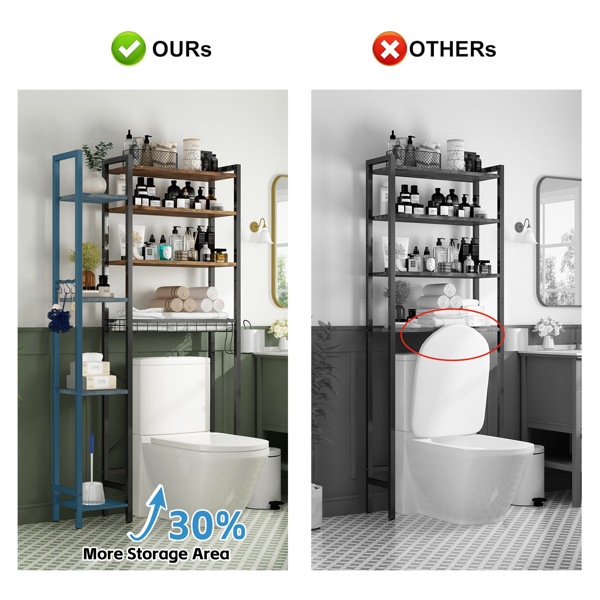 8层马桶上方置物架，带侧架，可调节层板和沥水篮，独立式浴室收纳架，适用于阳台、洗衣房（复古棕色）--不支持self-pick up且不支持指定仓库发货-19