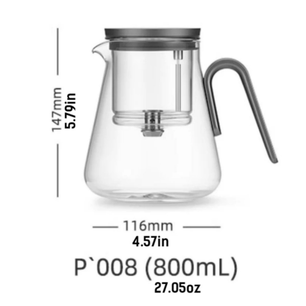 耐热玻璃泡茶壶，磁吸式开关,枪灰色800毫升-11