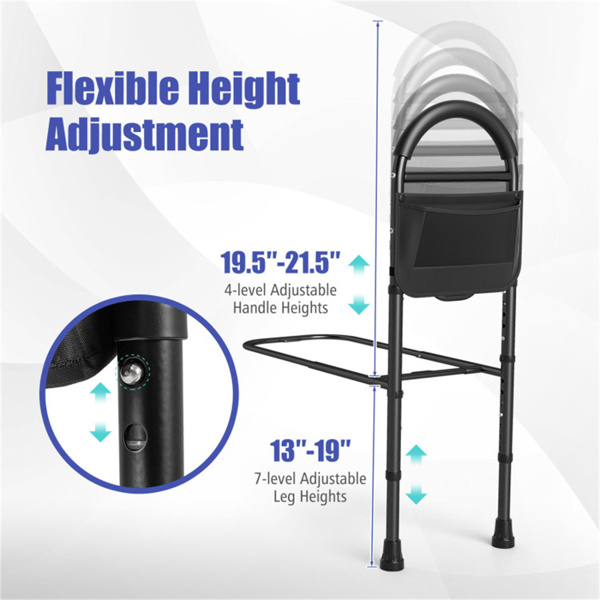 高度可调的床边安全栏杆，无需工具即可组装的床辅助杆，带防滑腿，适合老年人-4