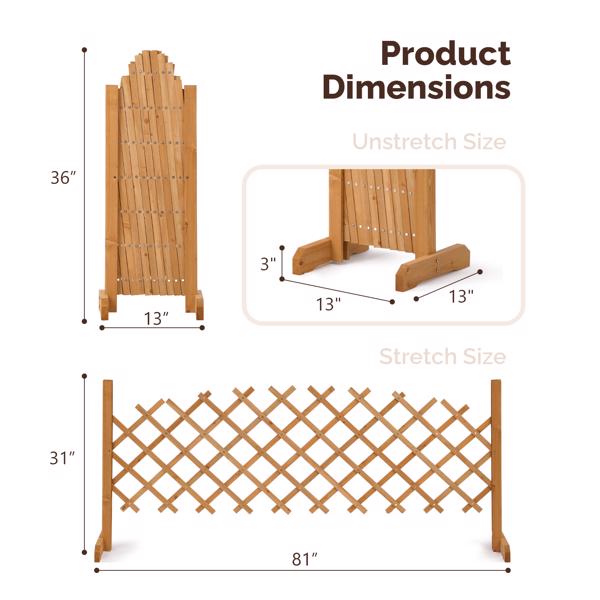 2PCS 205*33.5*80cm 可伸缩拱形款 柚木色 泡色工艺 杉木 木栅栏-3