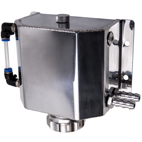 Universal 1L Aluminum Car Engine Oil Catch Can Reservoir Tank 1000ml Silver New-3