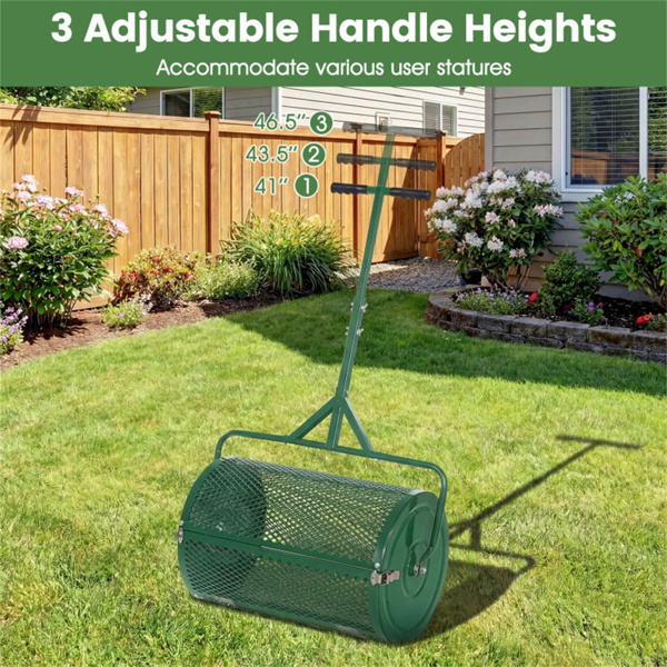 24英寸0.75英寸×0.5英寸网眼草坪追肥撒布机，土壤沙肥堆肥撒布机-绿色-10