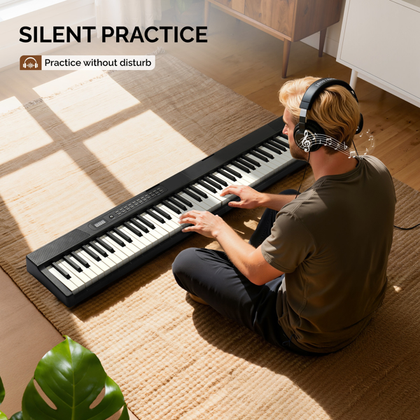 【AM不售卖】GPPS01-106/Y201 88键半重锤键盘可折叠带蓝牙 便携式+双管支架 黑色 电钢琴 英国-11