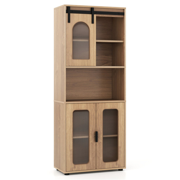 59英寸独立式储物柜，带滑动门和可调节支脚，适用于浴室客厅的现代落地式橱柜-1