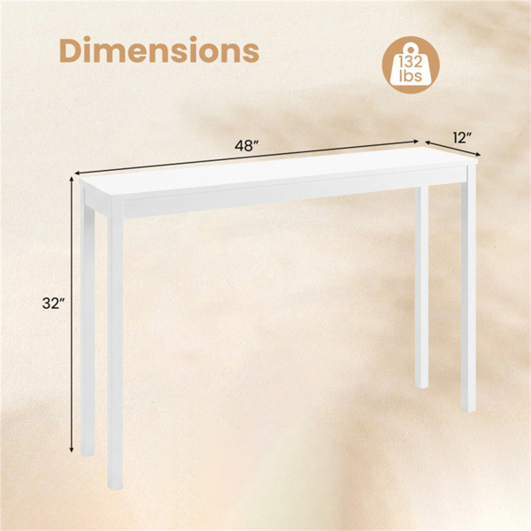 48英寸实木腿控制台桌，走廊和沙发的窄农舍入口桌 - 白色-7