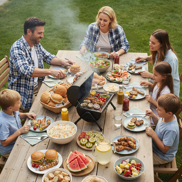 42*30*35CM 黑色 双面烤手提便携 圆筒形配牛津布收纳袋 铁质 600度高温 碳烤炉-3