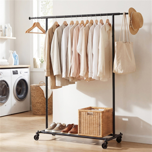 带伸缩杆的可调式金属卷衣架，104.1-156.2×44.45×154.94cm，3.86kg重型衣架-9