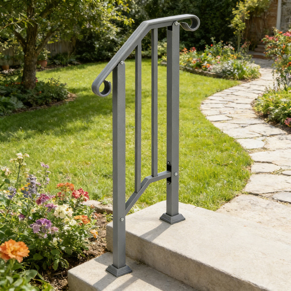 银色 1阶 庭院楼梯扶手-13