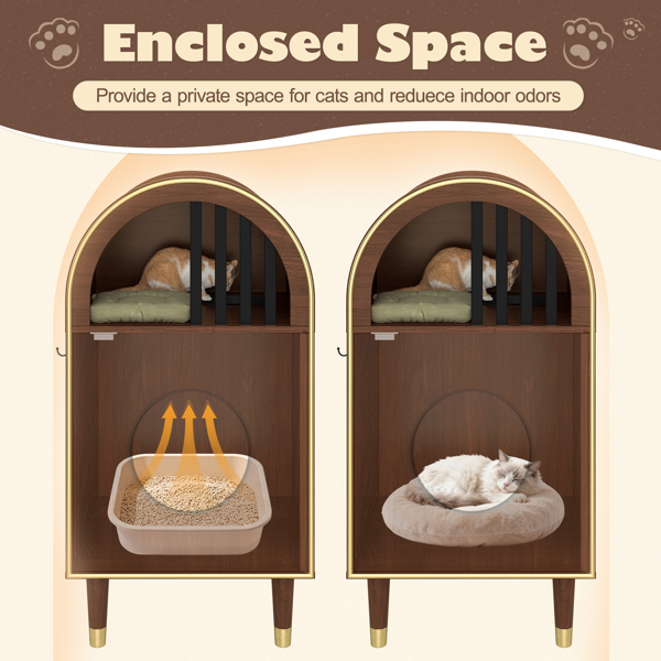 猫砂盆围栏，二合一猫公寓床，双层舒适猫窝家具，可容纳两只猫，可爱猫咪公寓，豪华猫屋及家具，浓缩咖啡色--不支持self-pick up且不支持指定仓库发货-4