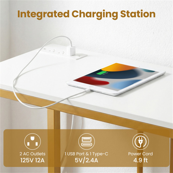 39英寸控制台桌，带内置充电站，窄入口桌，带USB和Type-C端口-8