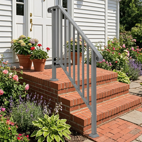 银色 3阶 庭院楼梯扶手-13