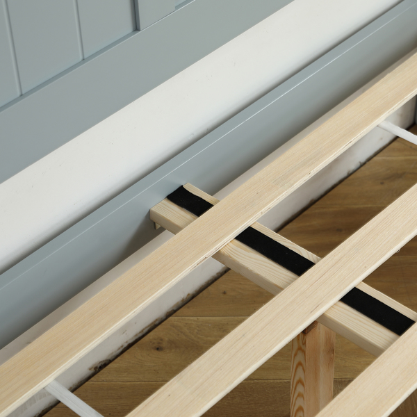 （TD）灰色 油漆+贴三胺 松木+密度板 竖纹装饰 弧形床头床尾板 Full 木床 单层 美国-4