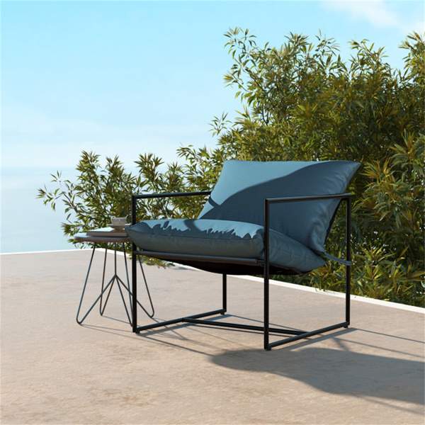 2件套户外休闲椅，带吊带座椅和软垫，防锈金属框架，容量330磅-3