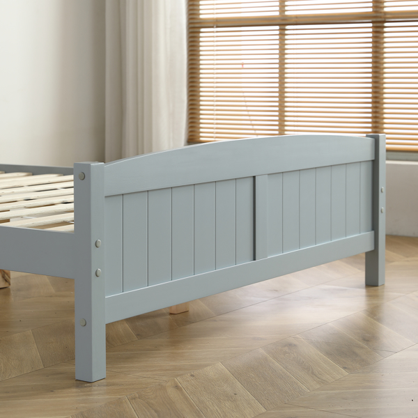 （TD）灰色 油漆+贴三胺 松木+密度板 竖纹装饰 弧形床头床尾板 Full 木床 单层 美国-17