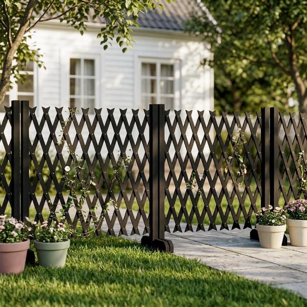 2PCS 205*34.5*90cm 可伸缩平底款 黑色 泡色工艺 杉木 木栅栏-7