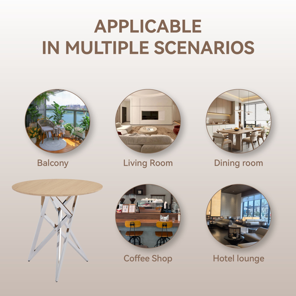 37英寸圆形餐桌，小型圆形厨房桌，银色金属桌腿，适合2至4人，现代餐厅餐桌，粗木材质。--不支持self-pick up且不支持指定仓库发货-13