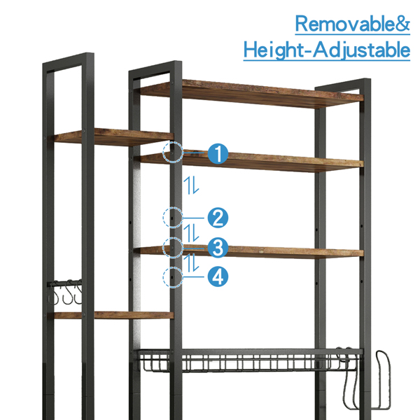 8层马桶上方置物架，带侧架，可调节层板和沥水篮，独立式浴室收纳架，适用于阳台、洗衣房（复古棕色）--不支持self-pick up且不支持指定仓库发货-9