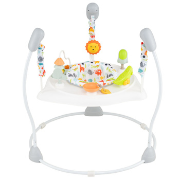 3层高度可调婴儿弹跳器，带多功能玩具，稳定的金属框架跳跃器 -白色