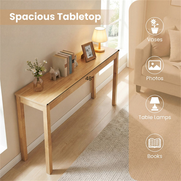 48英寸实木腿控制台桌，走廊和沙发的窄农舍入口桌 - 自然色-8