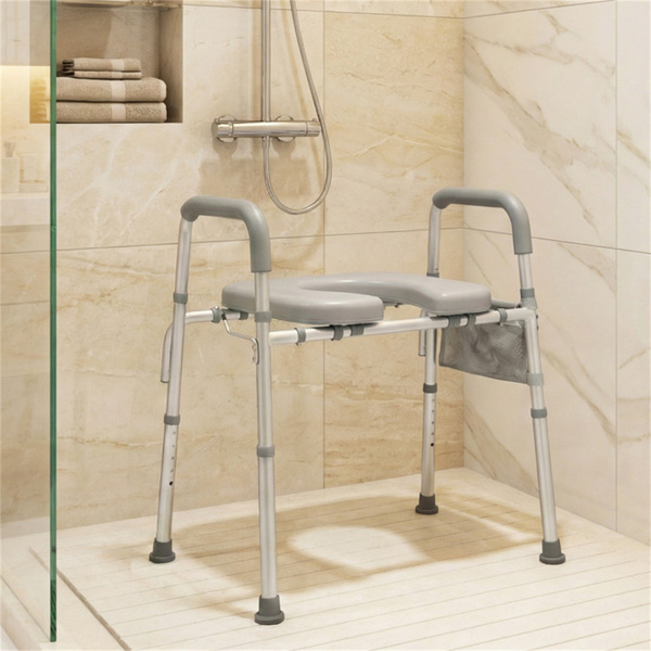 可调节的升高式马桶座（25.5英寸-28英寸宽x 27英寸-31英寸高），容量为300磅，带扶手和储物袋-7
