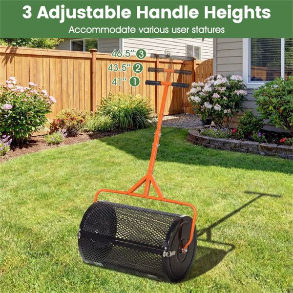 24英寸0.75英寸×0.5英寸网眼草坪追肥撒布机，土壤沙肥堆肥撒布机-橙色-10