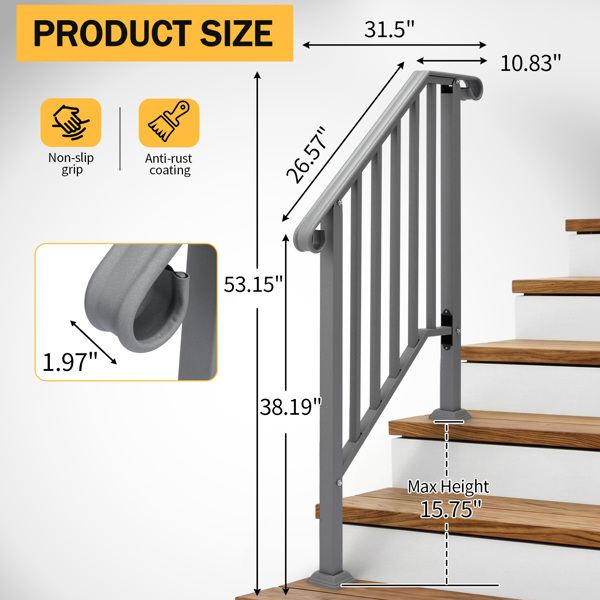 银色 2阶 庭院楼梯扶手-6