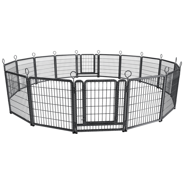 户外加宽型狗狗游戏围栏，16片式加厚面板，40英寸高，防锈，带门，便携式，适用于房车露营地，总长37英尺，111平方英尺，雪黑色--不支持self-pick up且不支持指定仓库发货-14