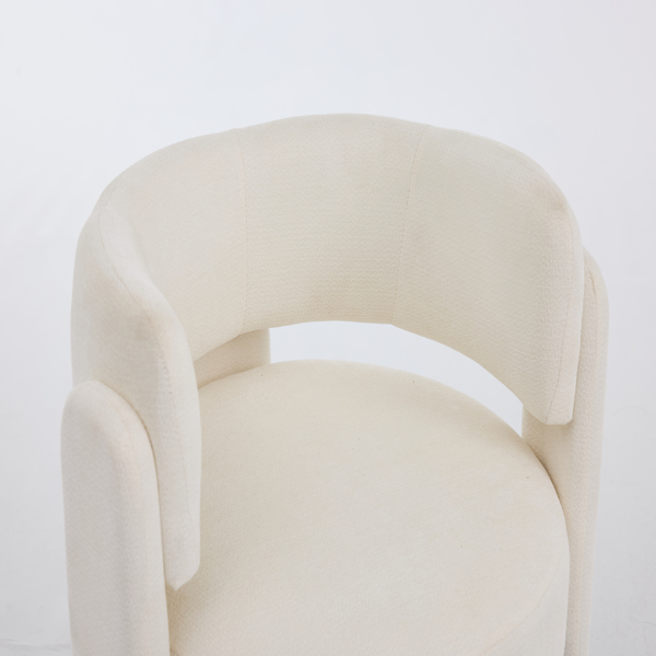 现代休闲单人椅，时尚圈绒面料休闲扶手椅，舒适软垫单人沙发椅，适用于客厅、卧室、公寓、办公室 - 白色-10