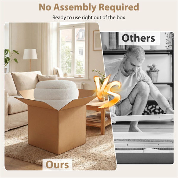 圆形旋转储物脚凳，带实木框架，无需组装，储物空间为5.5加仑-白色-7