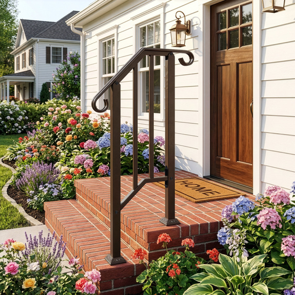 古铜色 1阶 庭院楼梯扶手-10