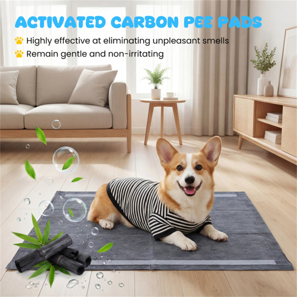 150包35.5英寸x24英寸的活性炭狗尿垫，超大6层气味控制宠物训练垫-2