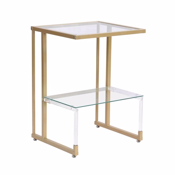 金色边桌，双层亚克力玻璃边桌，适用于客厅和卧室--不支持self-pick up且不支持指定仓库发货-12