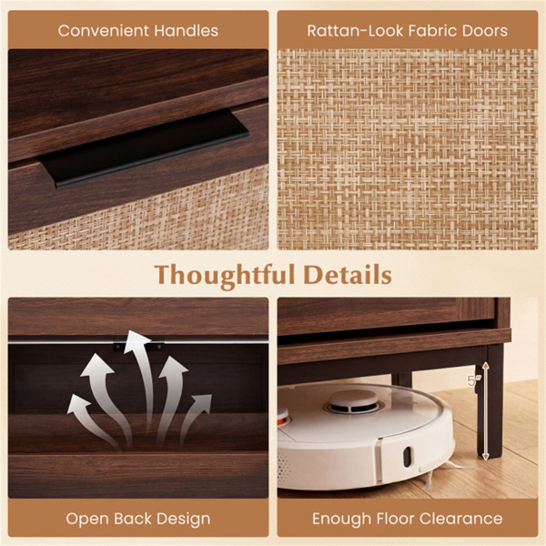 波西米亚风格鞋柜，带4个翻转抽屉和开放式架子，入口独立式鞋柜-10