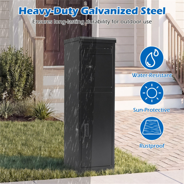 带密码锁和钥匙锁的双隔间包裹投递箱，室外镀锌钢包裹邮箱-9