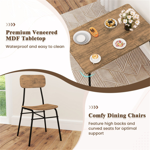 棕色+黑色4件套餐桌，带长凳和两把椅子，设计节省空间-8