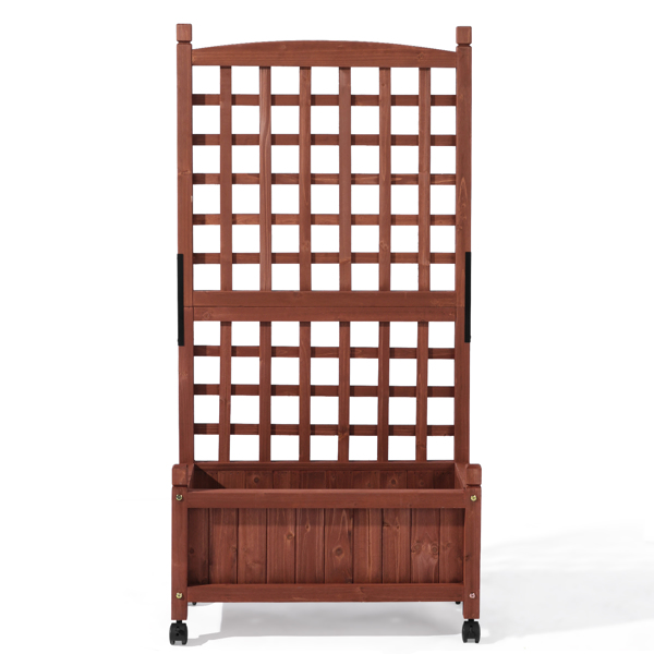 63*30*127CM 红棕色 万向轮种植花架 杉木 木种植-1