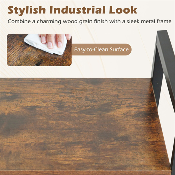 4层工业书架（乡村棕色+黑色），重型金属框架和X形支架-7