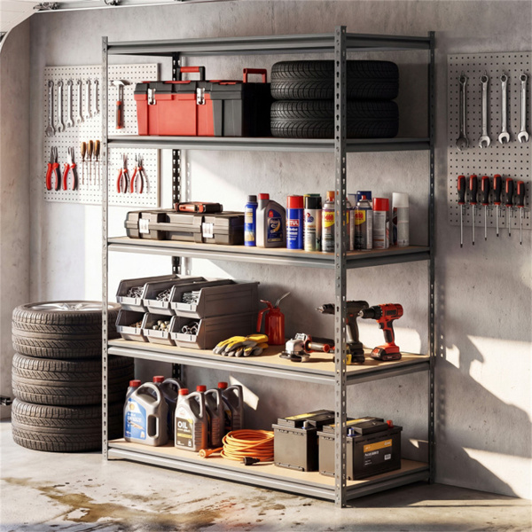 5层重型车库货架单元，总载重量2200磅，无螺栓存储架-7